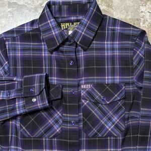 Hales Speed Shop Flannel Womens Small Purple Eminence Pearl Snap Long Sleeve